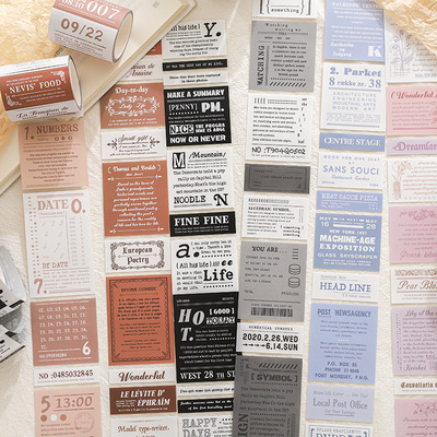 分装 纸迹文字切模胶带 布格斯手札 英文色彩文字主题素材胶带