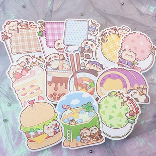 分装 小麻薯新品胡吃海塞奶盖熊异形便签可爱少女素材装饰手帐纸