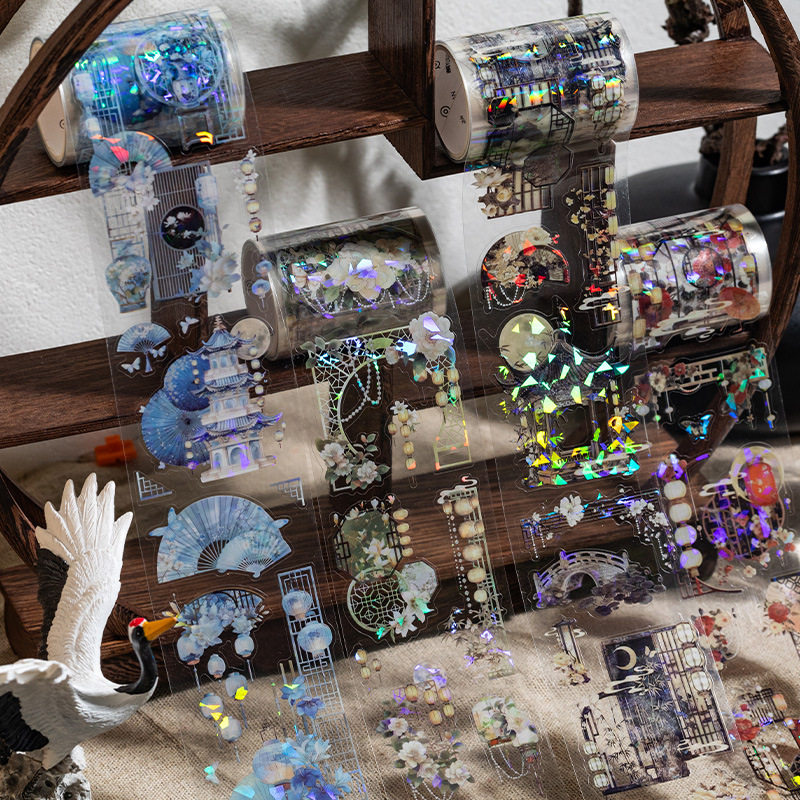 分装 pet模切胶带 繁花楼阁梦系列国风主题手账diy造景装饰素材贴