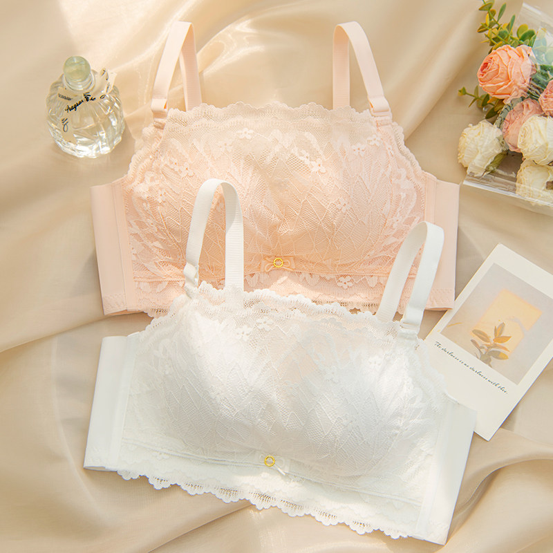 缔妒简夏天白色蕾丝抹胸防走光内衣女性感美背小胸聚拢裹胸文胸