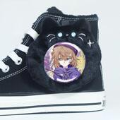 二次元 加绒帆布痛鞋 痛鞋 柯南新一灰原哀动漫女学生高帮冬季