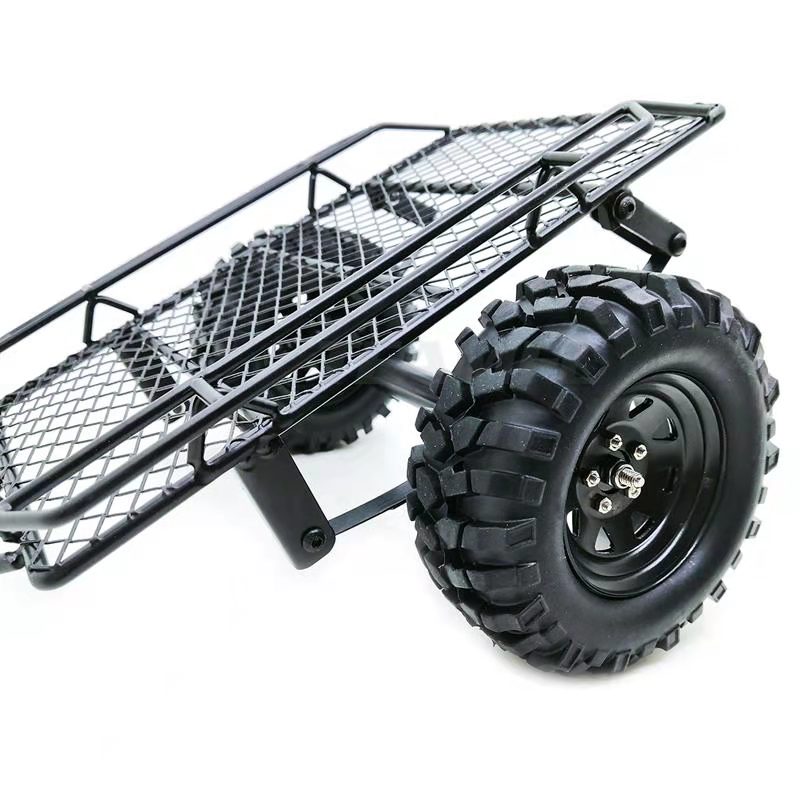 1/10攀爬车改装仿真拖车D90 SCX10 trx4 DIY金属小拖车斗金属轮毂