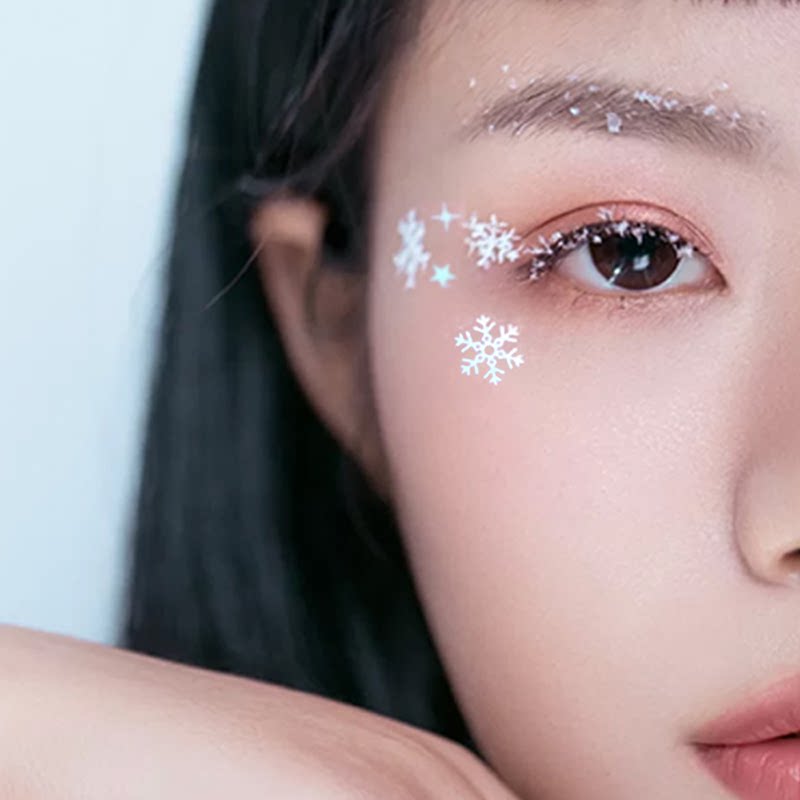跨年妆妆容贴眼妆亮钻雪花蝴蝶精灵妆脸部贴片亮片泪钻儿童舞台妆