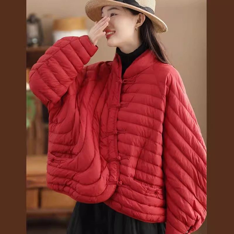 新中式国风斜襟盘扣轻薄羽绒服女2025冬季立领宽松保暖休闲上衣潮,女装/女士精品,羽绒服,淘宝优惠券,粉丝福利购,淘宝优惠卷