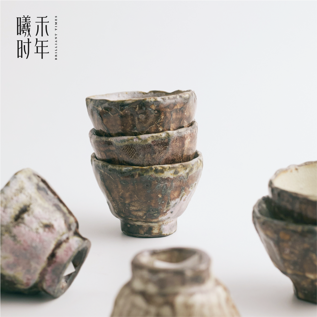 张汝佳柴烧手拉胚粉引开片主人杯