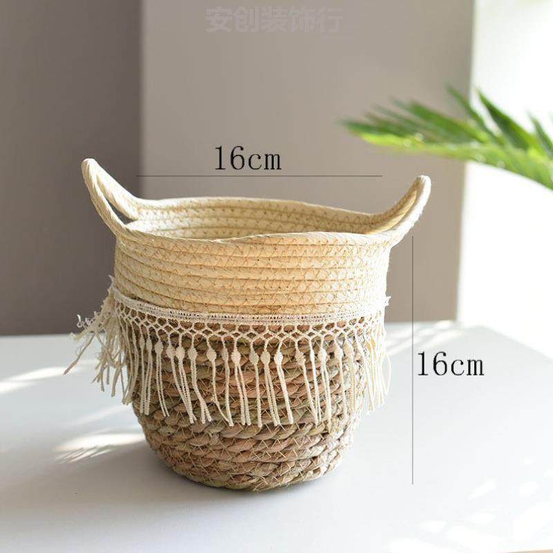 花盆藤编新品手提花园造型创意复古布置花脏衣特大家居日式大型门