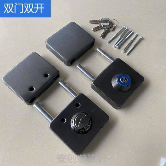 不锈钢有框门门锁方形玻璃门锁木门单门双开门插锁门框