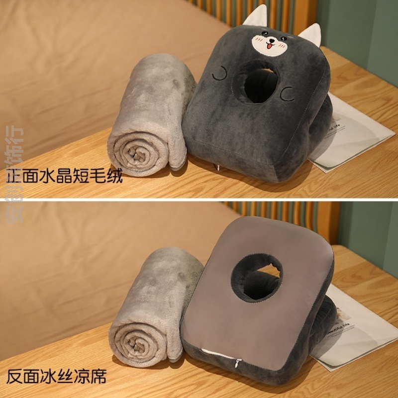 趴四季中学生午睡枕通用毛绒凉席双面睡觉趴枕小孩子午休抱小学生