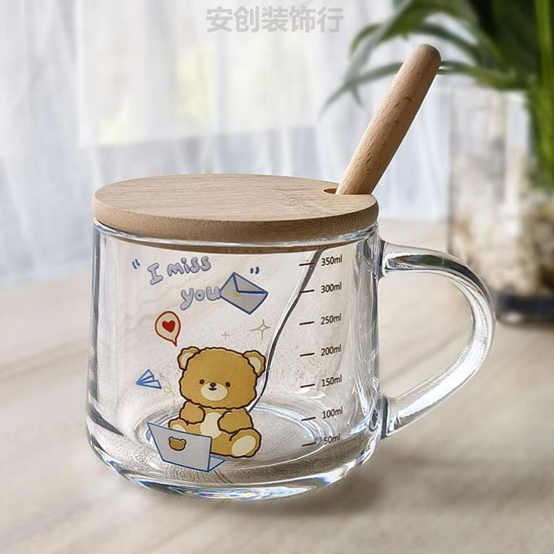 牛奶杯微波炉可加热成人便携儿童水杯专用玻璃杯吸管早餐甜品加盖