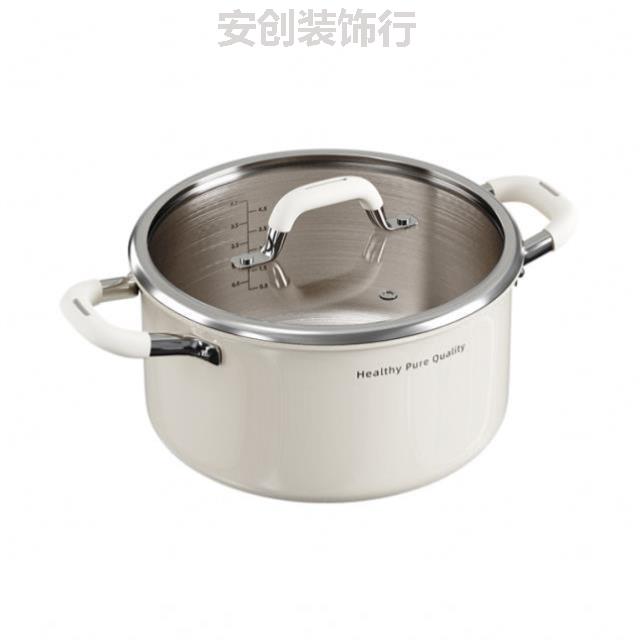 双耳不锈钢蒸锅新款大容量26cm汤锅煲汤蒸煮陶瓷食品级加深加厚无