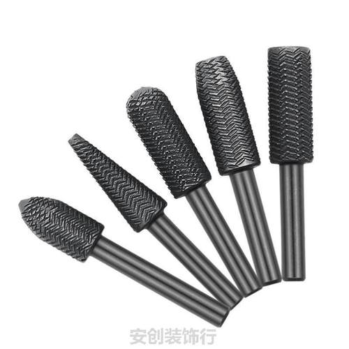 新款电动旋转锉刀5件套压纹钢锉软金属钢锉6mm硬质打磨头套装工具