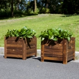 Антикоррозивная деревянная цветочная коробка сплошное дерево карбонизированное дерево цветок балкон -балкон на открытом воздухе цветочная коробка для двора квадратный