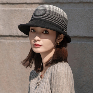 夏季帽子女款2025新款遮阳帽防晒时尚洋气渔夫帽显脸小薄款太阳帽