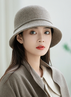 羊毛帽子女款2026新款冬渔夫帽女