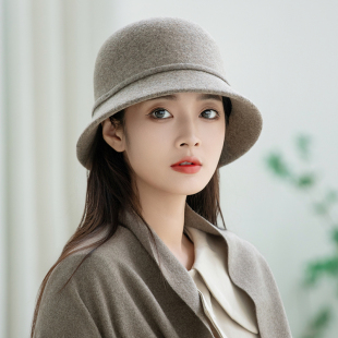 羊毛帽子女款2025新款冬加厚时尚洋气显脸小围巾一体保暖渔夫帽女