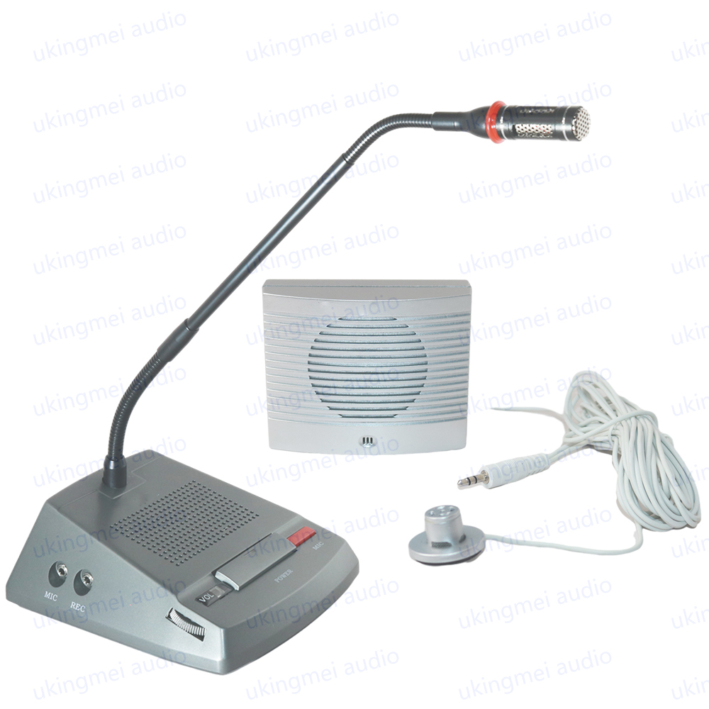 窗口对讲话筒双向 银行车站售票柜台语音喇叭 扩音音响一体麦克风