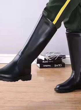 新款真皮男女护卫队骑士靴COSPLAY动漫马靴仪仗队礼宾加棉高筒靴