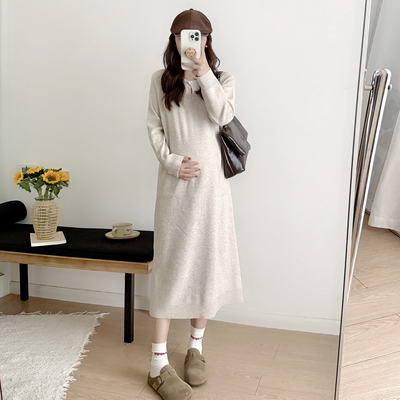 简育秋冬孕妇针织连衣裙