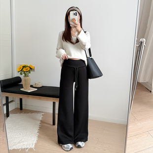 孕妇裤春秋外穿2026新款不勒肚子大码春季孕晚期黑色无托腹长裤子