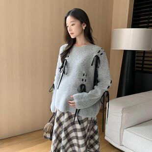 孕妇毛衣秋冬女遮肚子不显怀孕晚期小个子孕妇装冬装2026新款上衣