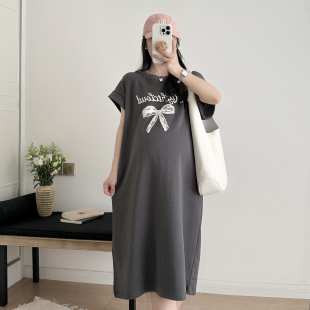 孕妇连衣裙2026新款轻奢高级感女夏季小个子大码孕妇装夏装T恤裙