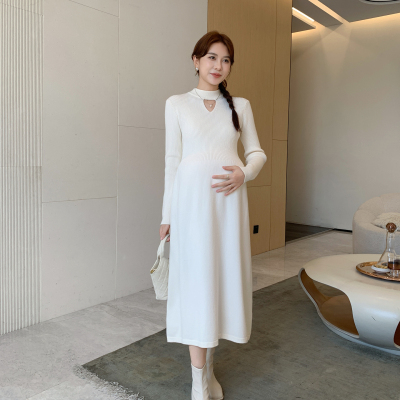 简育气质打底孕妇针织连衣裙