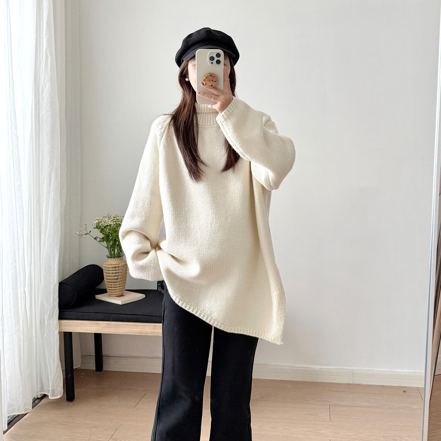 简育冬季高领孕妇毛衣