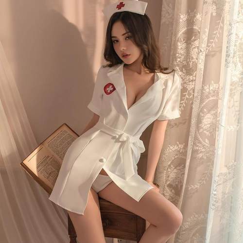 大码200斤甜美护士cosplay制服医生连衣裙网红主播内衣扮演套装