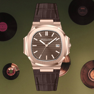 鹦鹉螺全自动机械男士手表不锈钢真皮带防水夜光奢华高档腕表