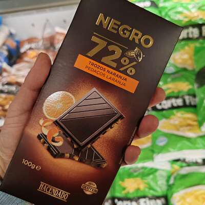 旺购上品 西班牙代购 HACENDADO 72%橙子味黑巧克力100克