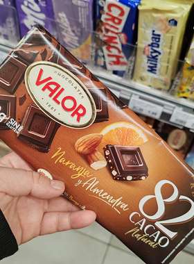 旺购上品 西班牙代购VALOR 乐薇杏仁82%天然可可橙子杏仁黑巧克力