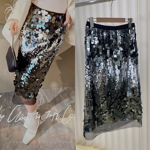 闪耀派对风不规则星河亮片维美艺术感BLING重工亮片半裙