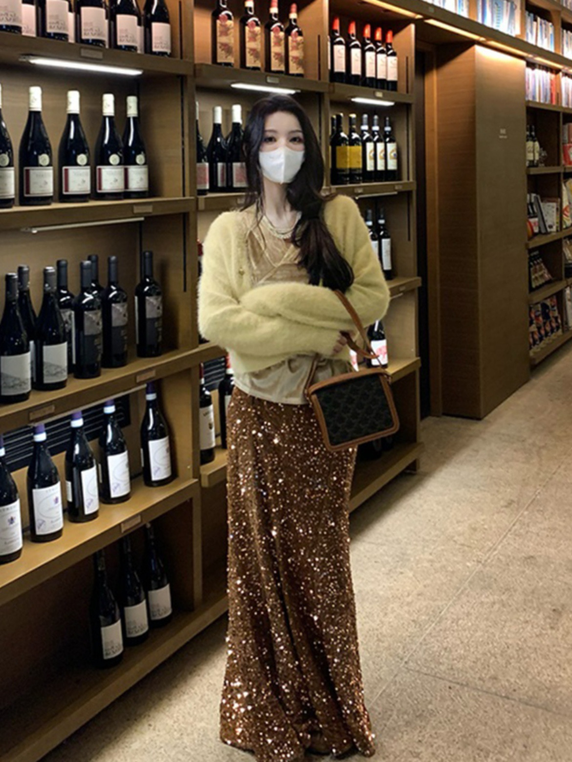 2025新款鱼尾亮片重工亮片丝绒半身裙女高腰显瘦包臀长裙