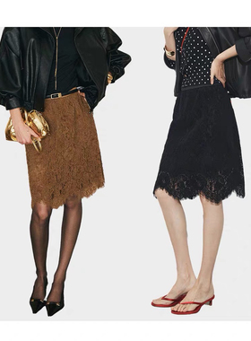 重工雪尼尔蕾丝半身裙2025新款夏季法式优雅中长裙子A字裙花边裙