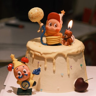 扮摆件f 饰儿童男孩女孩生日装 网红爆款 卡通闹钟气球星星人蛋糕装