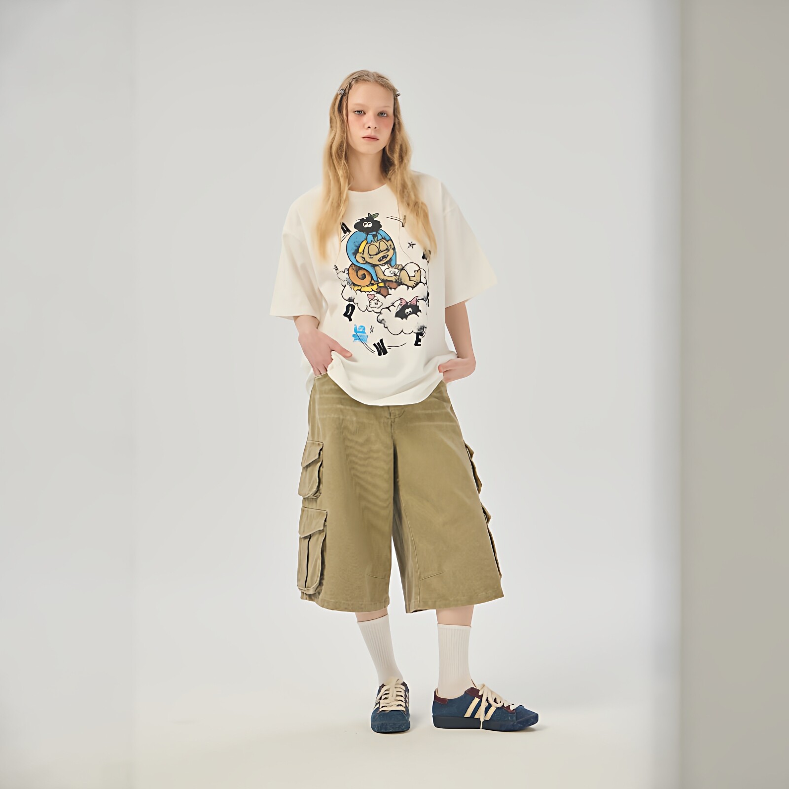 AIMEEWQ  26年春夏新款小怪兽280克26支纯棉闪耀小女孩短恤AM0865