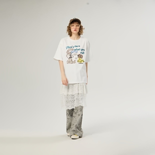 春夏小怪兽设计感小众卡通字母宽松短袖 AM0092 25新款 AIMEEWQ