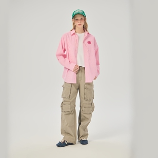 AM1033 春夏小怪兽梭织色织格刺绣LOGO格子衬衫 AIMEEWQ 26年新款