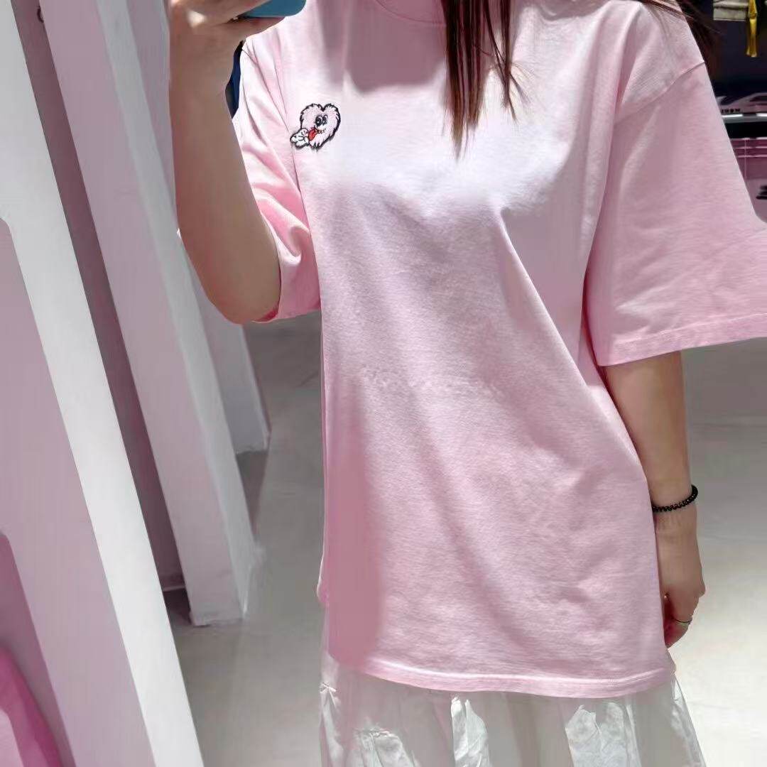 AIMEEWQ 25新款小怪兽印花200克40双纱可爱穆尔图案短袖  AM0291