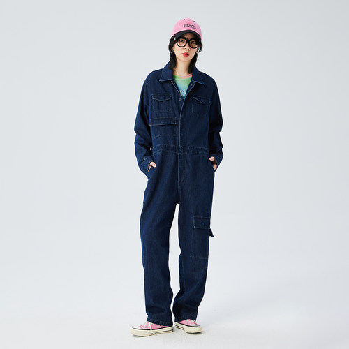 小怪兽纯棉牛仔连体服春秋工装