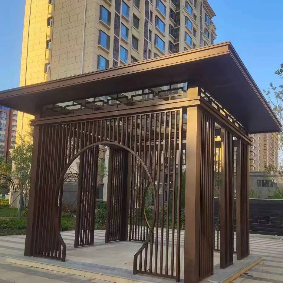 铝合金凉亭现代新中式户外庭院休闲四角凉亭室外别墅花园亭子d款