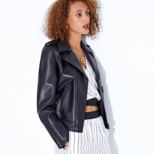 女式 春季 领修身 西装 真皮皮衣加盟女通勤风 优雅风气质长袖