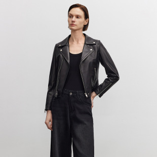 新款 真皮皮衣女短款 西装 修身 绵羊皮夹克女 领机车款 海宁春季