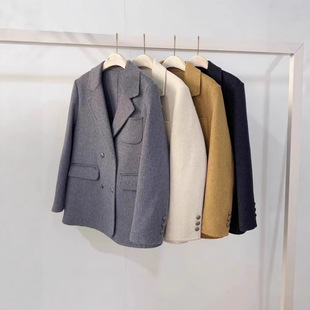 宽松西装 新款 时尚 双面羊毛大衣2025秋冬新款 小个子羊毛呢外套 韩版