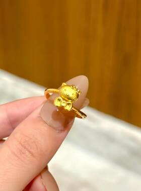 小红书同款kitty猫咪吊坠戒指女款 久不掉色可爱风卡通首饰品指环