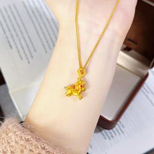 金店同款沙金diy配件生肖马吊坠项链女新中式国风生肖锁骨链饰品