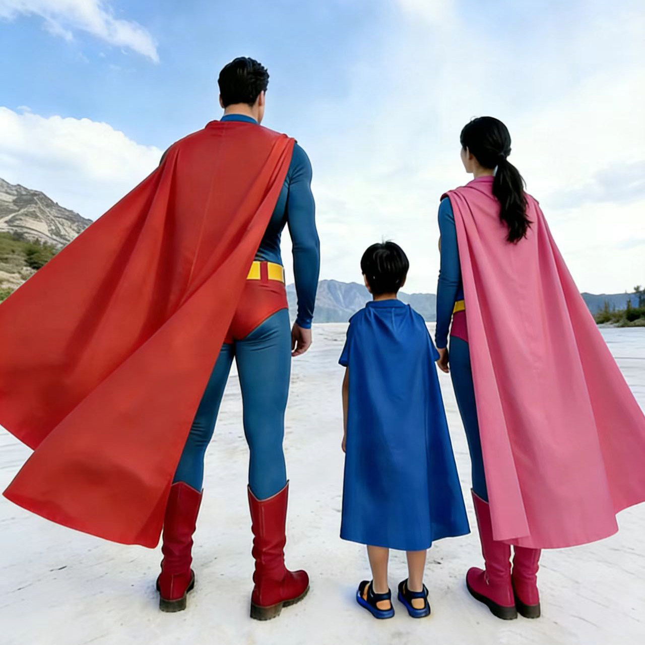 薄款披风儿童成人男女童cos英雄奥特曼超人斗篷舞台扮表演出服饰