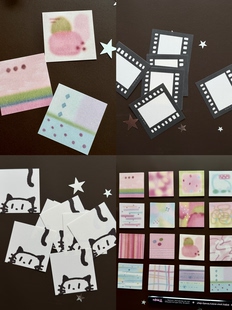 水怪家mini便签可爱韩系电影框色彩情绪猫猫牛奶便签