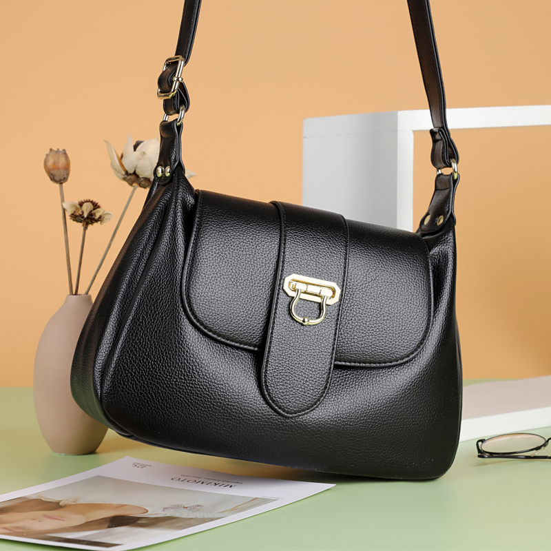 真皮女包简约中年妈妈包