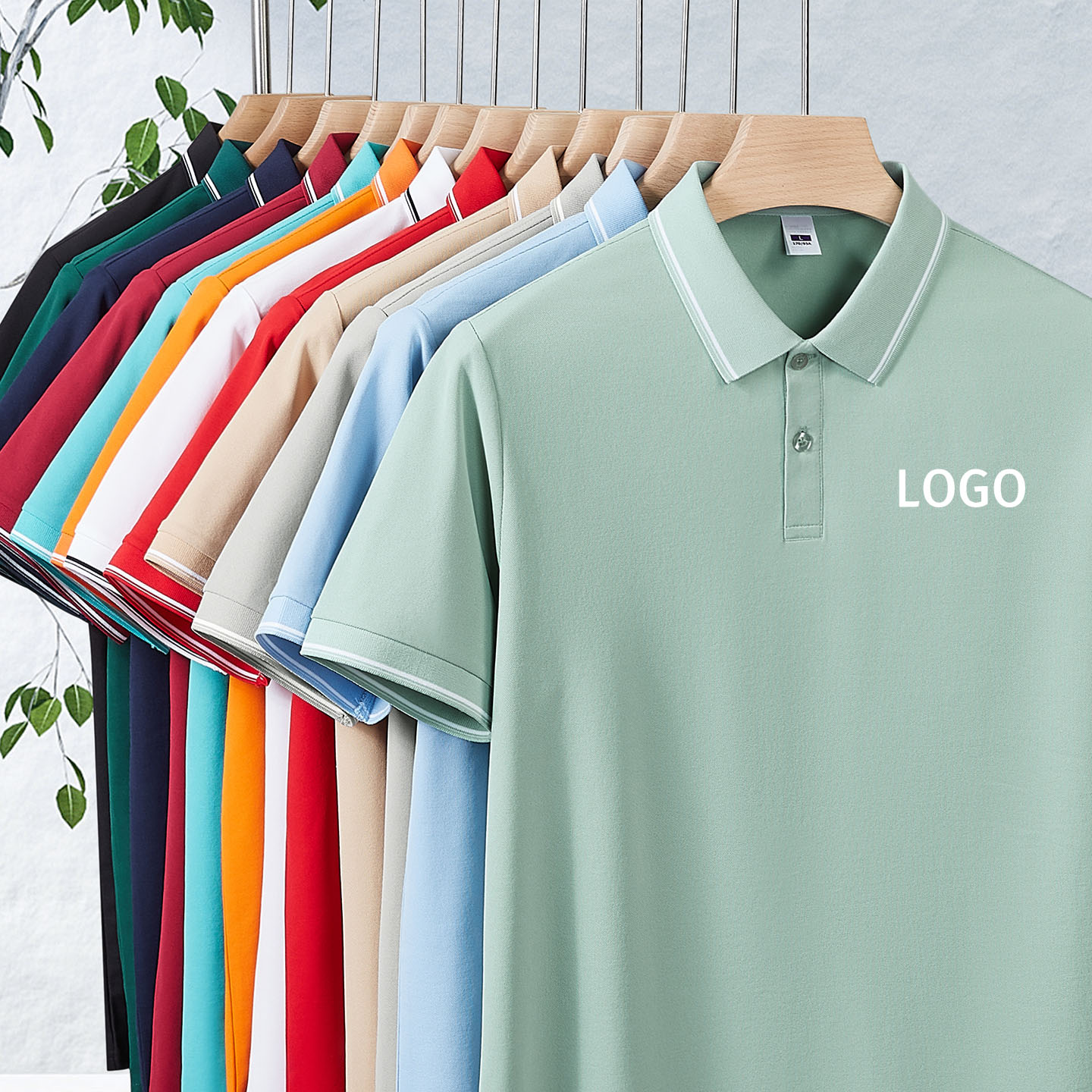 两粒扣polo衫工作服免费印字图片